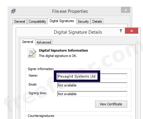 Screenshot of the Flexagrid Systems Ltd certificate